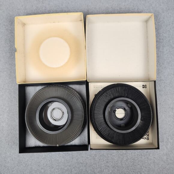 Vintage Kodak Carousel Transvue 140 Slide Tray Set of 2 Trays each in own box - Picture 10 of 16